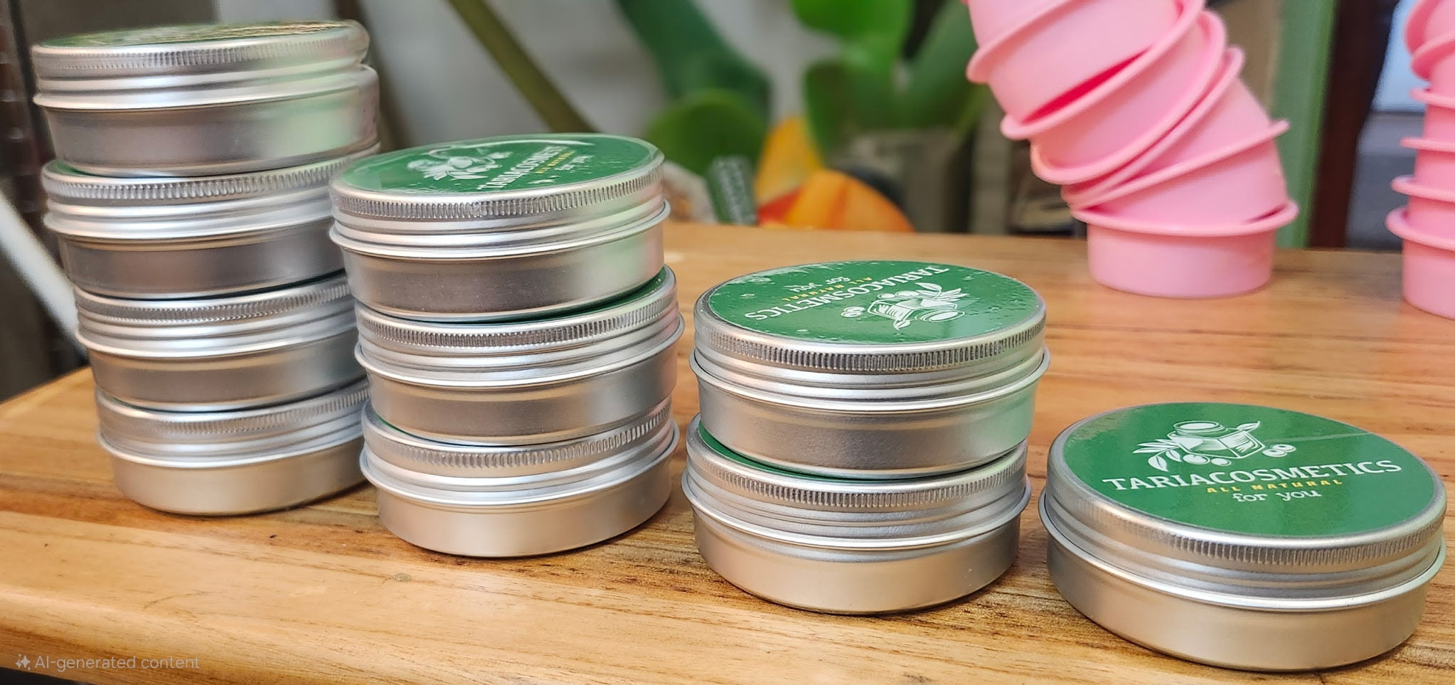 Four rows of lotion bar cans next to each other with rows starting from one bar to four bars in increment