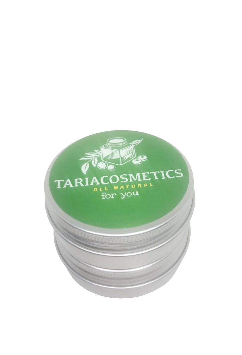 Two TariaCosmetics lotion bar cans stacked 